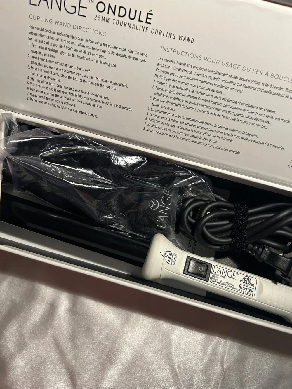 L'ange Ondule 25mm Tourmaline Curling Wand - Black
